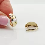 Sárga-fehér arany klasszikus metszett fülbevaló