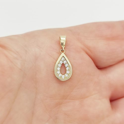 Sárga arany köves csepp medál