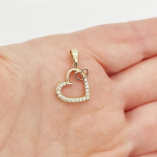 Sárga arany dupla szív medál