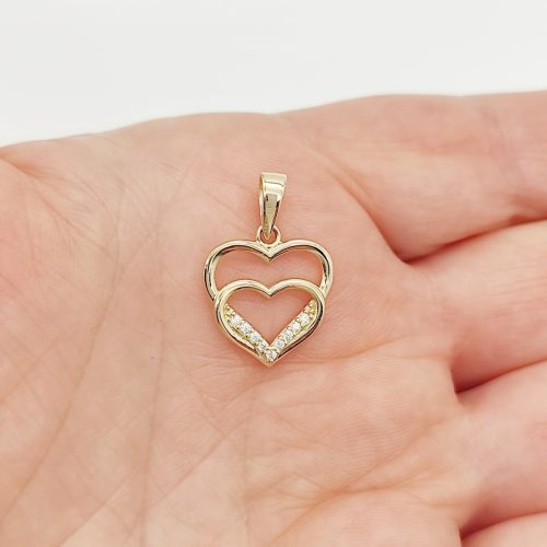 Sárga arany dupla szív medál