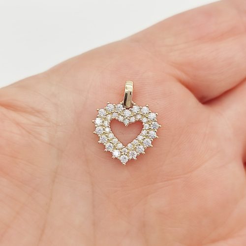 Sárga arany szikrázó szív medál