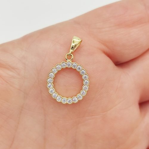 Sárga arany szikrázó kör medál