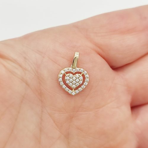 Sárga arany szikrázó szív medál