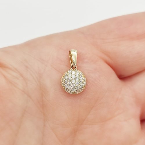 Sárga arany szikrázó félgömb medál