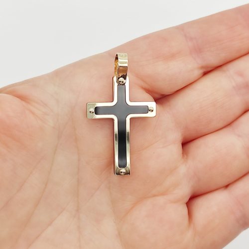 Sárga arany fekete kereszt medál