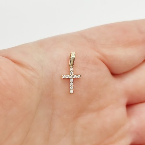 Sárga arany köves kereszt medál