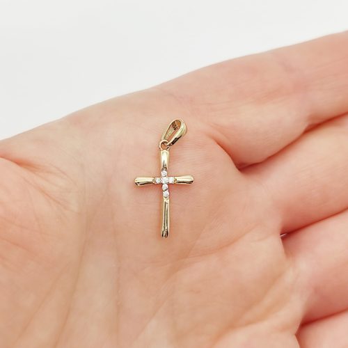 Sárga arany köves kereszt medál