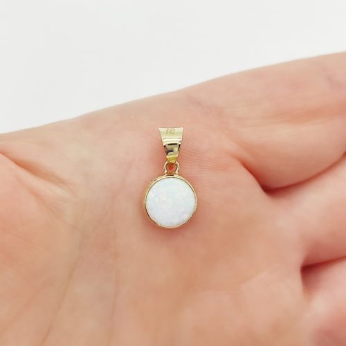 Sárga arany fehér opál medál