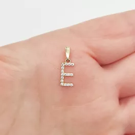 Sárga arany "E" betű medál cirkóniákkal