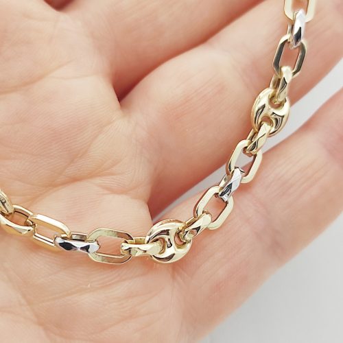 Sárga-fehér arany modern nyaklánc