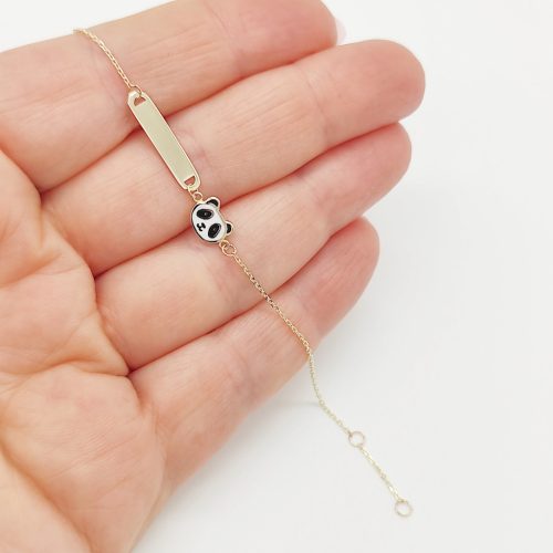 Sárga arany gravírozható gyermek karlánc pandával