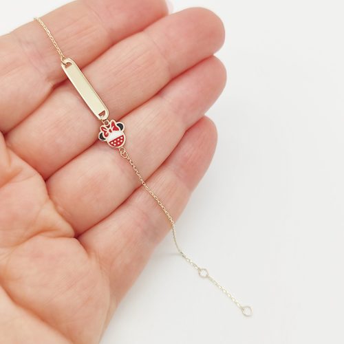 Sárga arany gravírozható gyermek karlánc Minnyvel