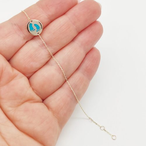 Sárga arany gyermek karlánc kék tappancsokkal