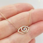 Sárga arany nyaklánc Fatima szeme medállal