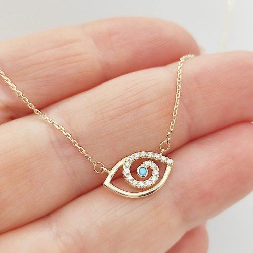 Sárga arany nyaklánc Fatima szeme medállal