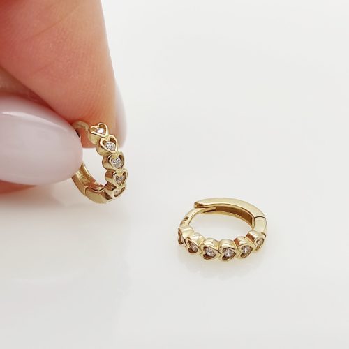 Sárga arany szívecskés karika fülbevaló