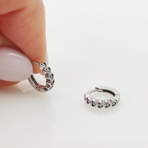 Fehér arany szivecskés karika fülbevaló