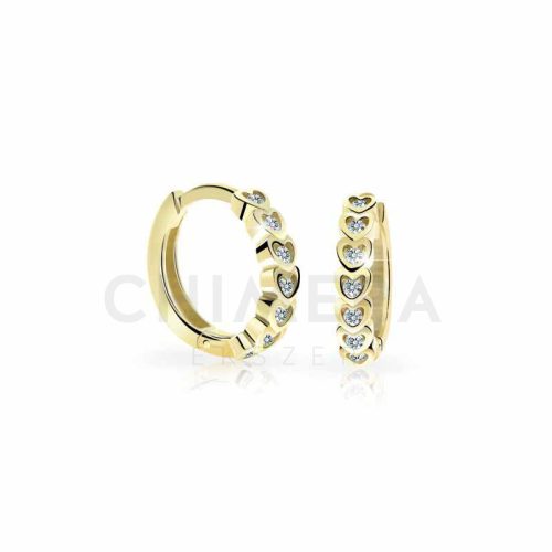 Sárga arany szívecskés karika fülbevaló