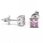 Ezüst rózsaszín köves fülbevaló