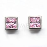 Ezüst rózsaszín köves fülbevaló