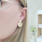 Sárga arany mutatós dupla kör fülbevaló