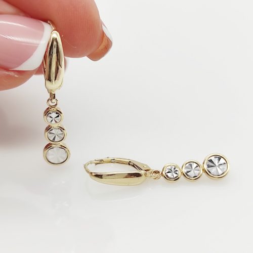 Sárga arany fülbevaló metszett mintával