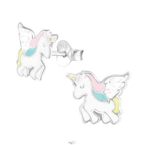Ezüst unicornis fülbevaló