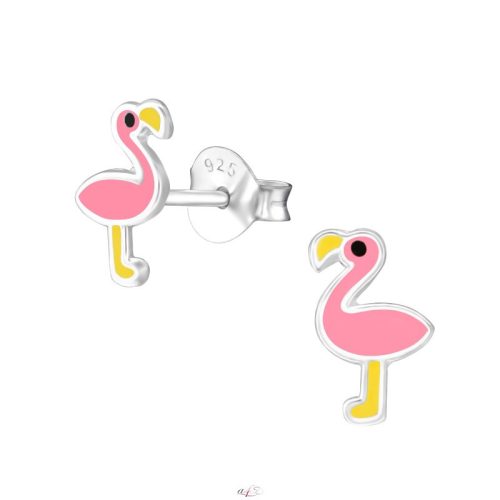 Ezüst flamingó fülbevaló