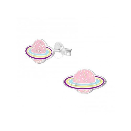 Ezüst Szaturnusz fülbevaló