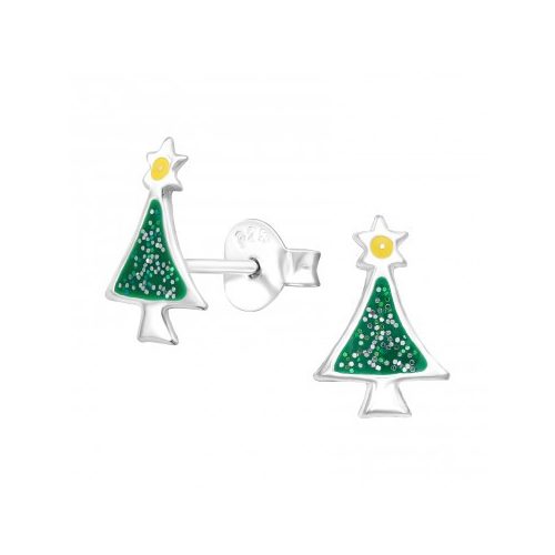 Ezüst karácsonyfa fülbevaló