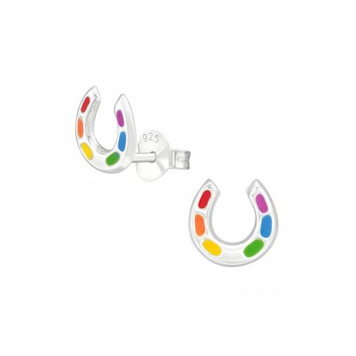 Ezüst színes patkó fülbevaló