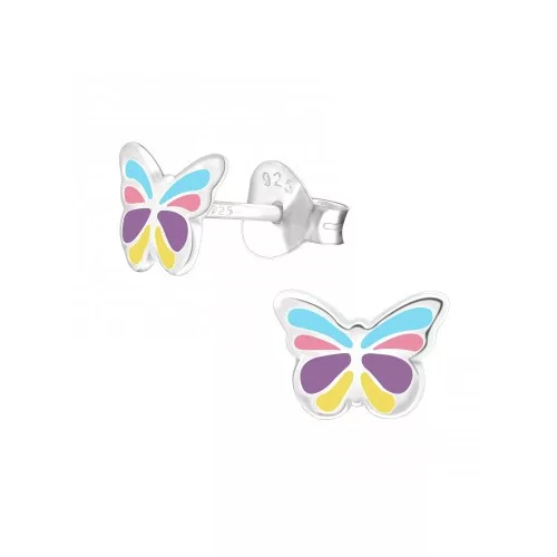 Ezüst színes pillangó fülbevaló