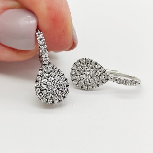 Fehér arany csepp alakú köves fülbevaló