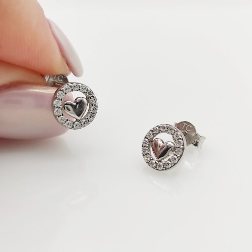 Fehér arany szív fülbevaló