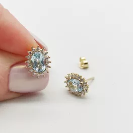 Sárga arany halványkék köves fülbevaló
