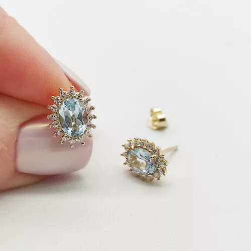 Sárga arany halványkék köves fülbevaló