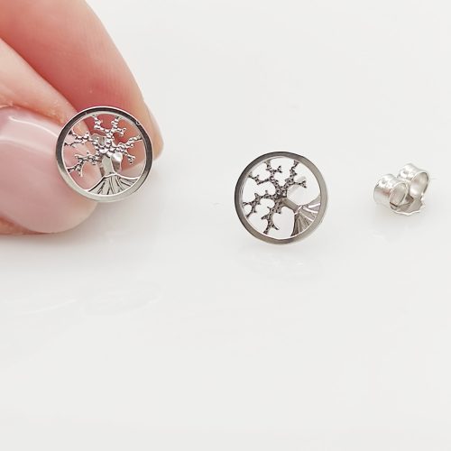 Fehér arany áttört életfa fülbevaló