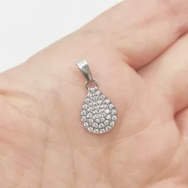 Fehér arany csepp alakú köves medál