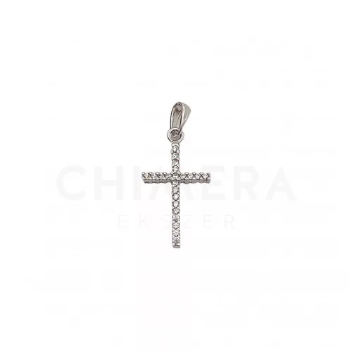Fehér arany köves kereszt medál