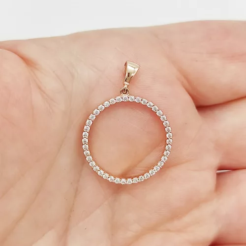 Rozé arany karika medál cirkóniával