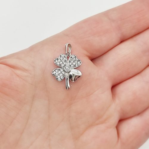 Fehér arany nagy lóhere medál