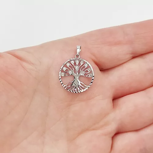 Fehér arany metszett életfa medál
