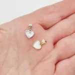 Fehér arany szív medál gyöngyházzal