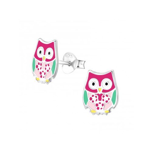 Ezüst bagoly fülbevaló