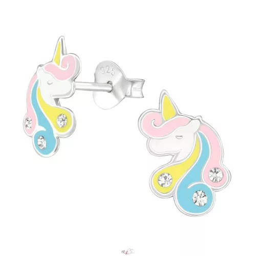 Ezüst unicornis fülbevaló