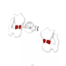 Ezüst fehér cica fülbevaló
