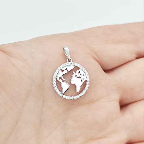 Fehér arany Föld medál