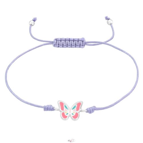 Ezüst pillangó zsinóros karlánc