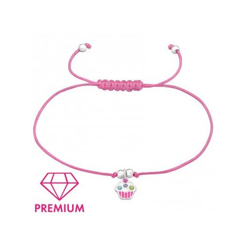 Ezüst cupcake zsinóros karlánc