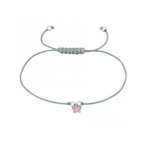 Ezüst pillangó zsinóros karlánc